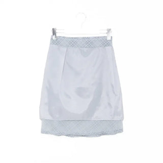 See-through tan check midi skirt