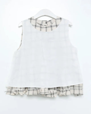 Back ribbon check sleeveless top