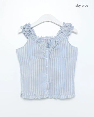 Frilled hem sleeveless blouse