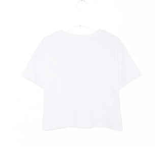 Round cropped short-sleeved T-shirt