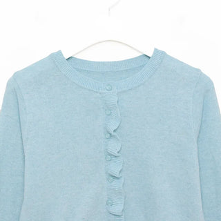 Button-up ruffle knit cardigan