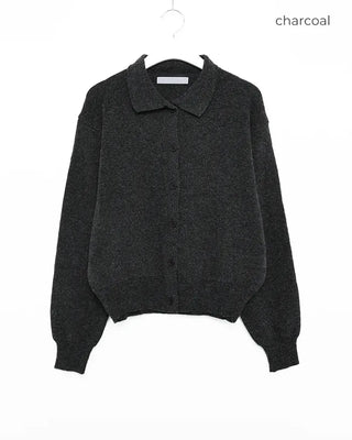 Colored neck knit cardigan