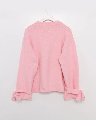 Knit sweater with ribbon detail on the sleeves