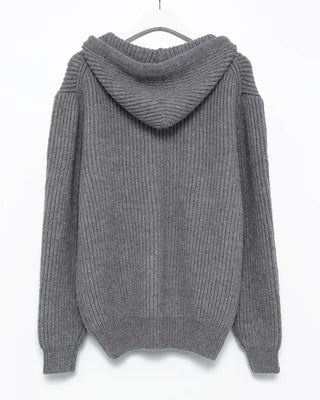 (Unisex) Rib-Knit Zip-Up Hoodie
