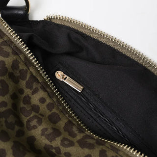 Leopard suede shoulder bag