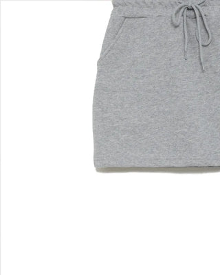 Shoulder-cut top & skort sweatpants