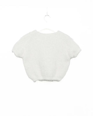 Shaggy knit short-sleeved cardigan