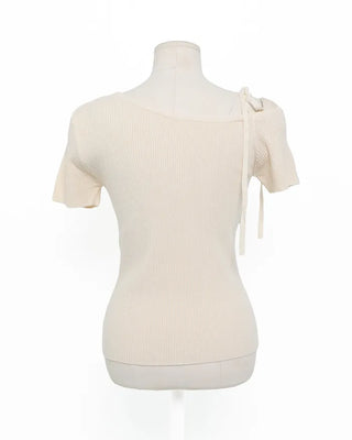 Asymmetrical Ribbon One-Shoulder Knit