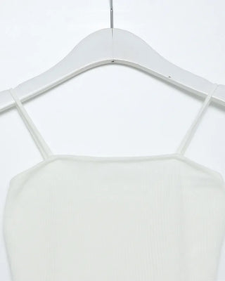 Knit frill camisole & cardigan set