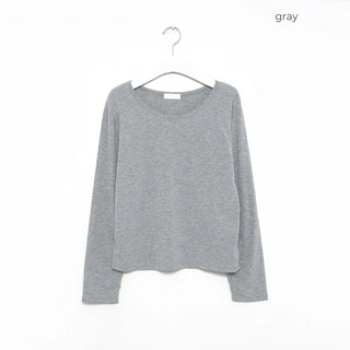 Jewel neck long T-shirt