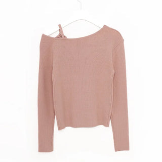 Asymmetrical Ribbon Knit T-Shirt