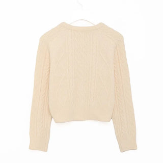 Gold heart button cable cardigan
