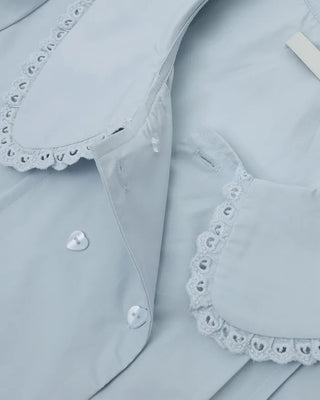 [6th Re-release] (ORIGINAL) Heart Button Lace Puff Blouse