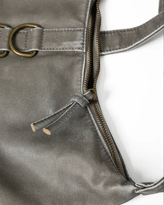 Washed faux leather shoulder bag