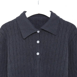 Button-collar knit and skirt set