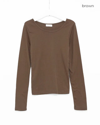 Bateau Neck Basic Long T-Shirt
