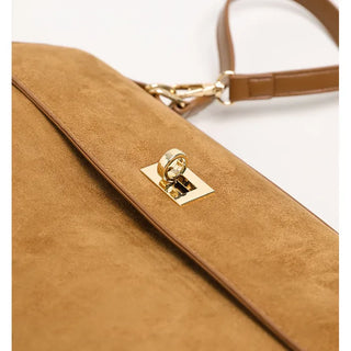 Suede-style square shoulder bag