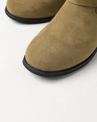 Belt-point mid-calf boots