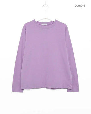 Simple round neck collar long-sleeve T-shirt