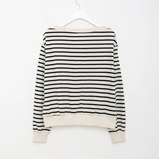 Striped off-shoulder sweatshirt