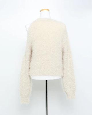 Asymmetrical cropped shaggy knit