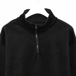 Corduroy half-zip pullover and pants set