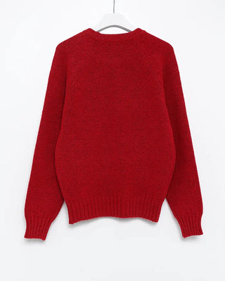 Round neck ribbed raspberry shoulder knit