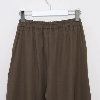 Double-pleated wide-leg slacks