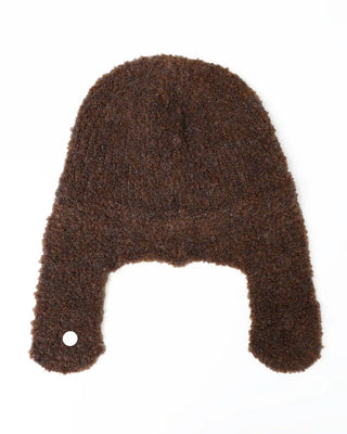 Knit hat with button ear flaps