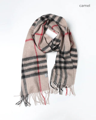 Checked wool blend scarf