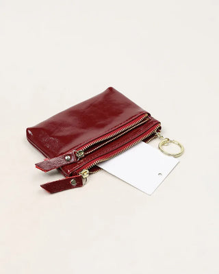 Double Zip Leather Mini Wallet