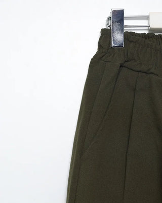 Elastic waistband, two-pleat wide-leg pants