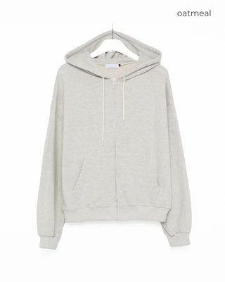Washed Hooded Zip-Up
