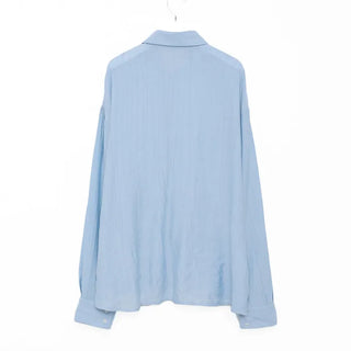 Linen-like shirred long-sleeved shirt