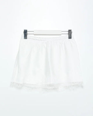 Satin lace mini skirt