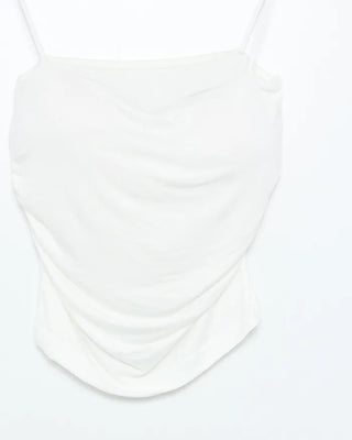 Camisole with built-in cups and side shirring