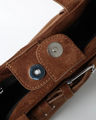 Suede buckle shoulder bag