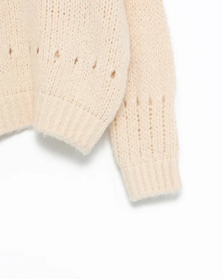 Bateau Neck Punching Point Sweater