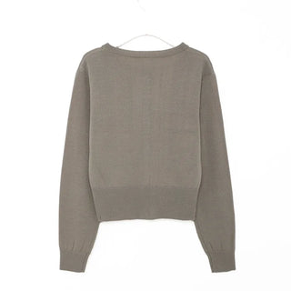 Round neck cropped knit cardigan
