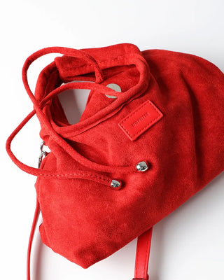 Ribbon String Point Suede Mini Bag