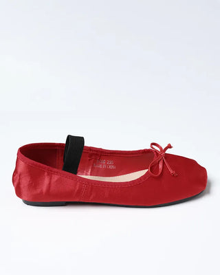 Rubber band satin ballet flats