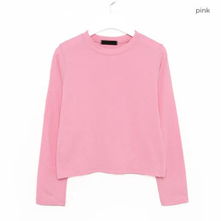 Pastel crop long-sleeved T-shirt