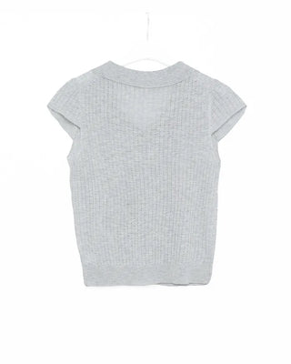 Round neck button collar knit