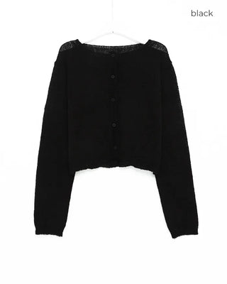 Simple round neck cropped cardigan