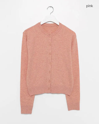 Short crew neck cardigan