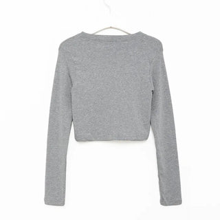 Basic long-sleeve cropped T-shirt