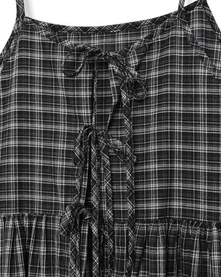 Checked long camisole dress