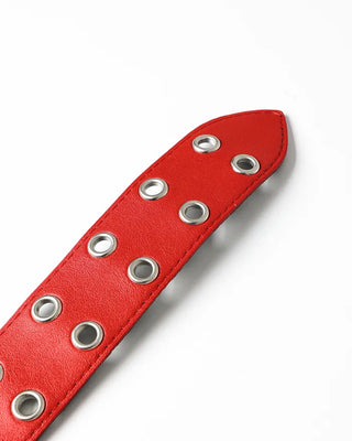 Double eyelet leather belt