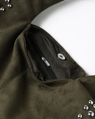 Studded suede shoulder bag