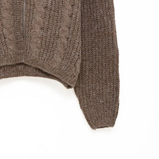 Hooded Cable Zip-Up Knit